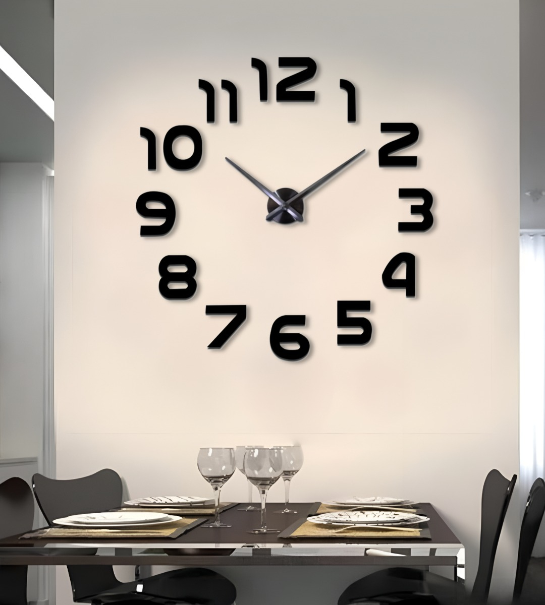 RELOJ PARA PARED 3D GRANDE NEGRO GRAN DISEÑO MODERNO JHN - 3