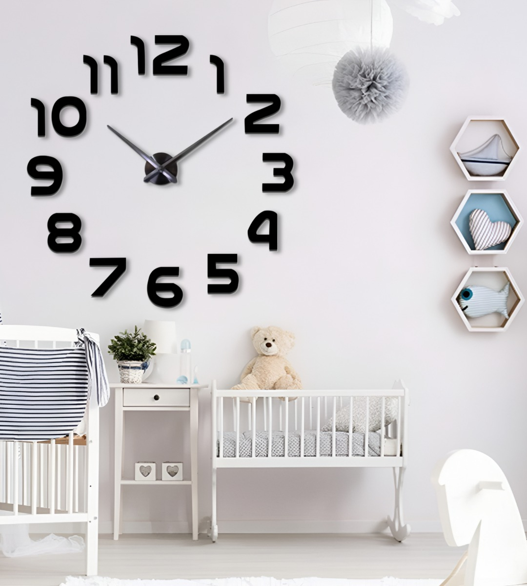 RELOJ PARA PARED 3D GRANDE NEGRO GRAN DISEÑO MODERNO JHN - 4