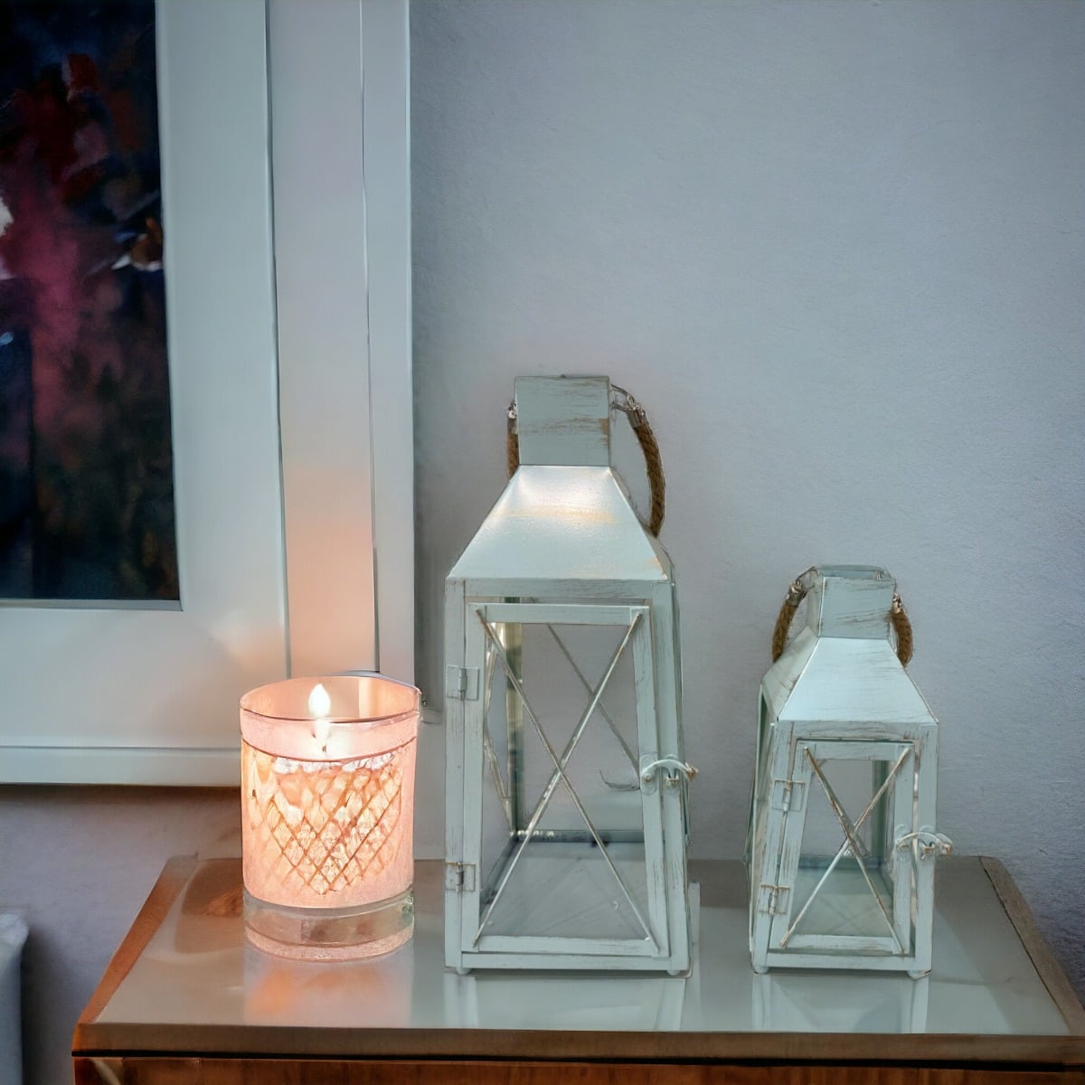 PORTAVELAS RETRO METAL DECORACIÓN CANDELABRO 2 PIEZAS JHN - 3