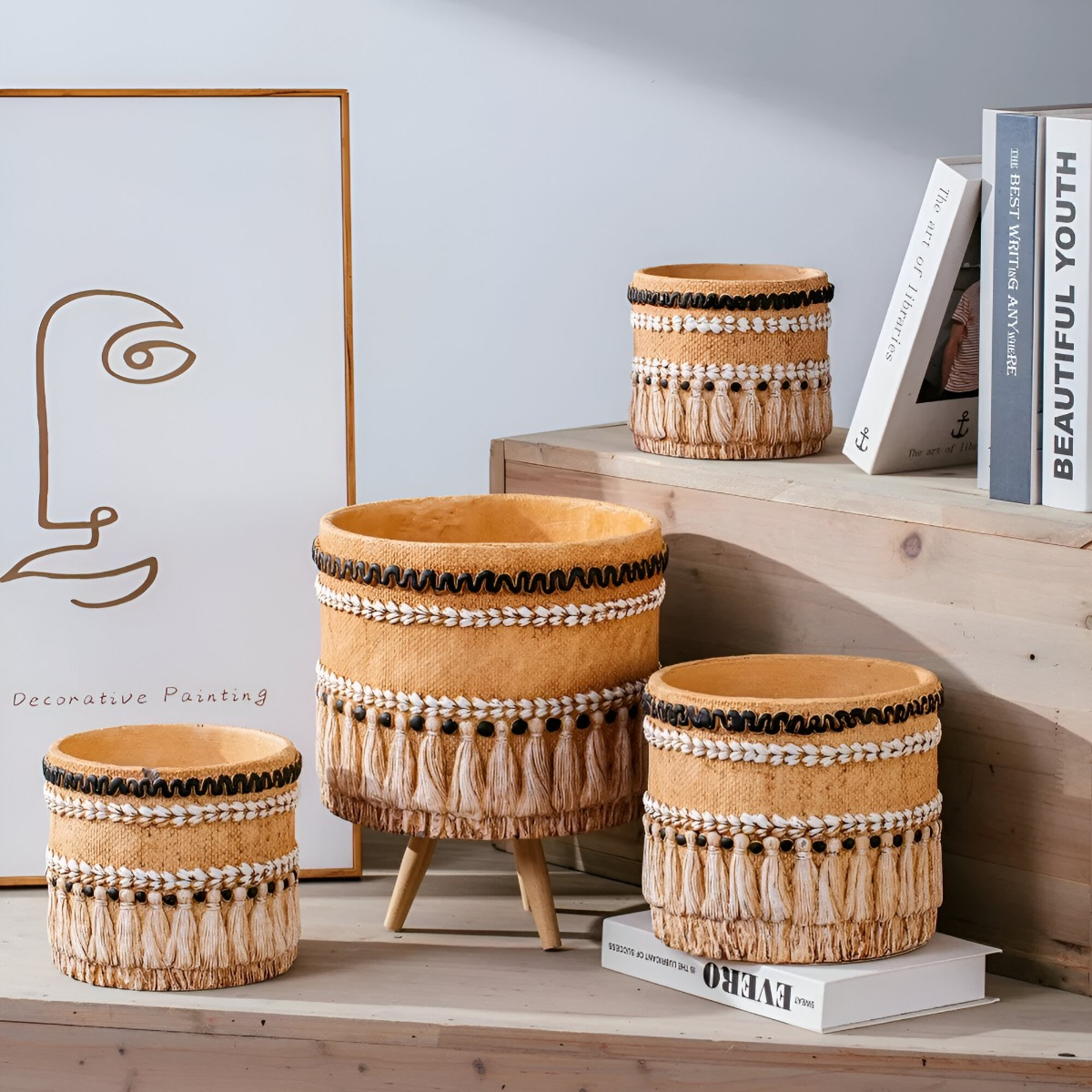 MACETA DECORATIVA VINTAGE JARDÍN ARCILLA TEXTURA JHN - 8