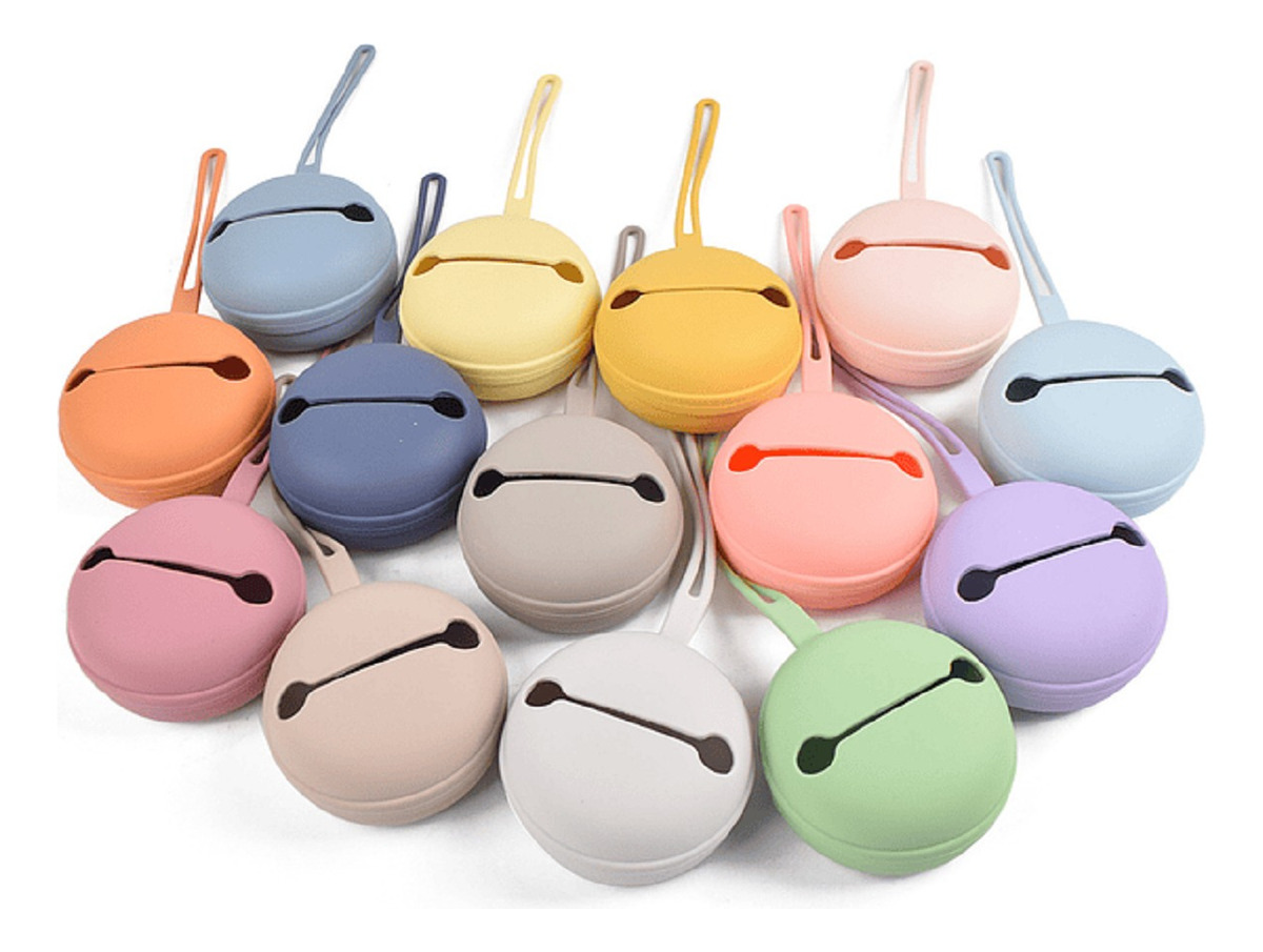 SET 4 PORTACHUPETE MULTICOLOR ESTUCHE SILICONA MODERNO BEBE LAU - 1