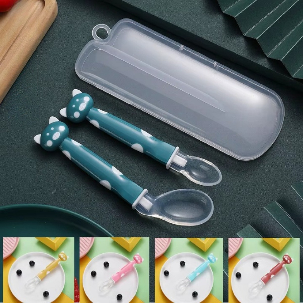 SET 3 CUCHARAS ENTRENAMIENTO BEBES COCINA LAU MULTICOLOR SILICONA - 10