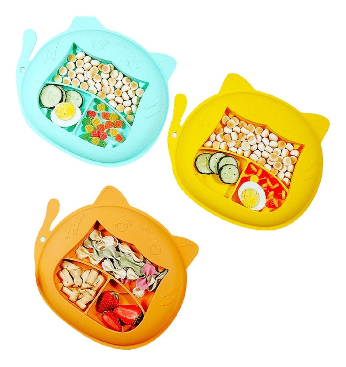 SET 3 PLATOS DISEÑO TIGRE NIÑOS BEBES LAU MULTICOLOR SILICONA - 1