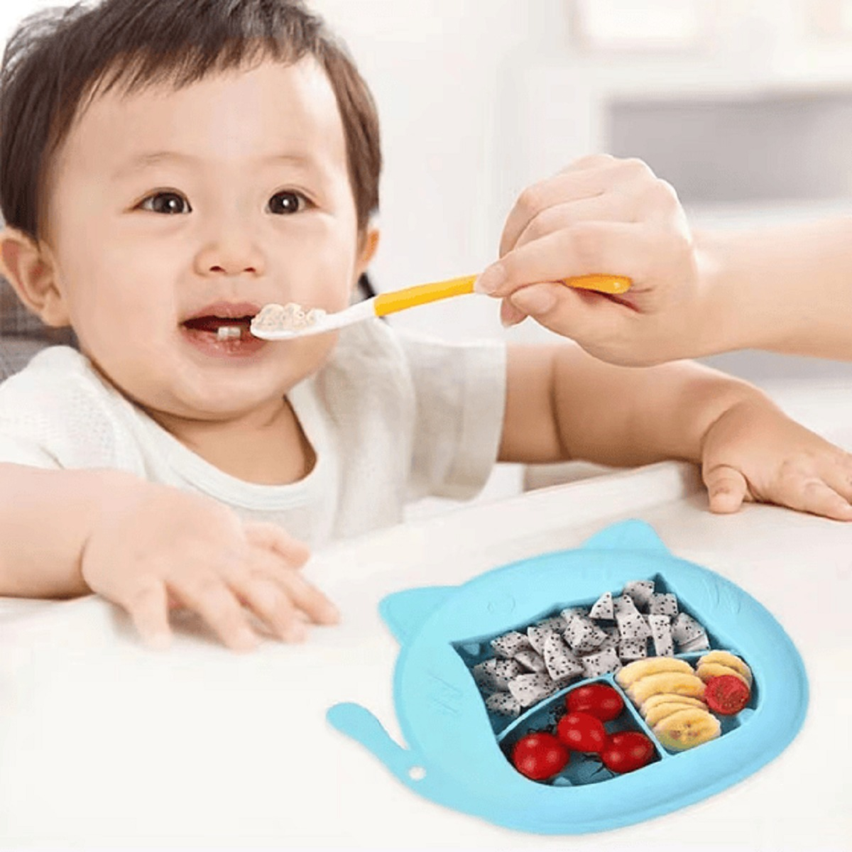 SET 3 PLATOS DISEÑO TIGRE NIÑOS BEBES LAU MULTICOLOR SILICONA - 2