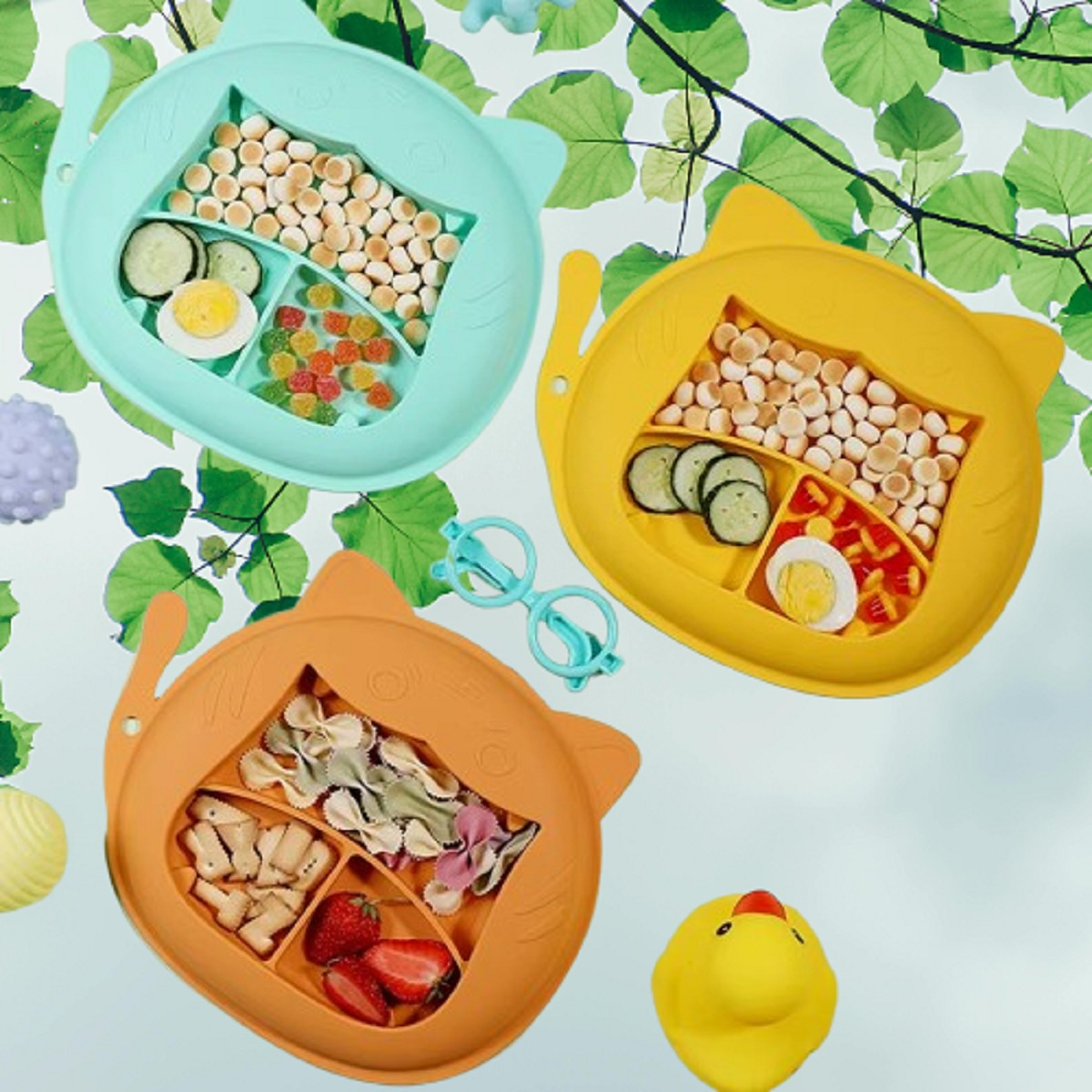 SET 3 PLATOS DISEÑO TIGRE NIÑOS BEBES LAU MULTICOLOR SILICONA - 7