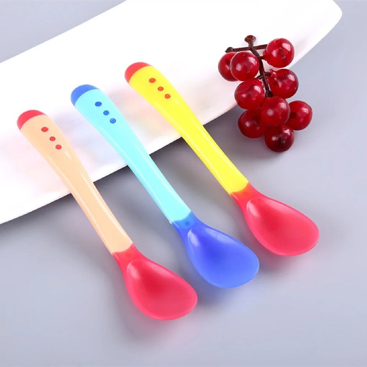 SET 10 CUCHARAS + TENEDOR MULTICOLOR SENSOR TEMPERATURA BEBE COCINA LAU - 4
