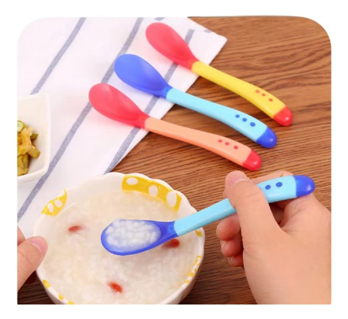 SET 10 CUCHARAS + TENEDOR MULTICOLOR SENSOR TEMPERATURA BEBE COCINA LAU - 9