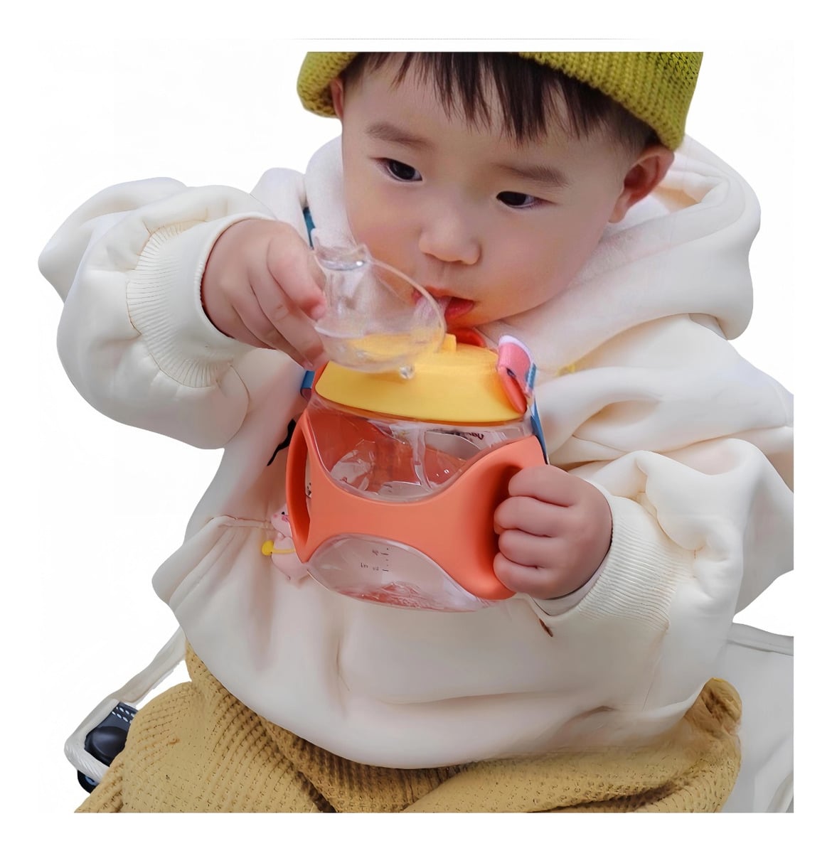 SET 2 VASOS PAJITA BOMBILLA NIÑOS BEBIDA JUGO LAU MULTICOLOR SILICONA - 5
