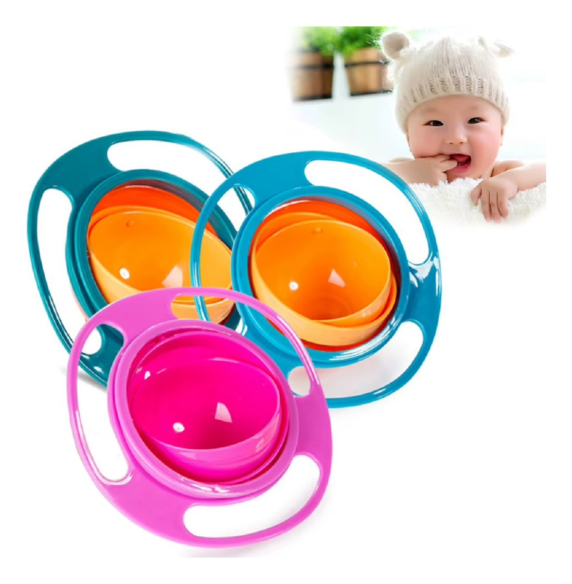 SET 3 PLATOS TAZON EQUILIBRIO DIVERTIDO NIÑOS BEBES LAU MULTICOLOR - 3