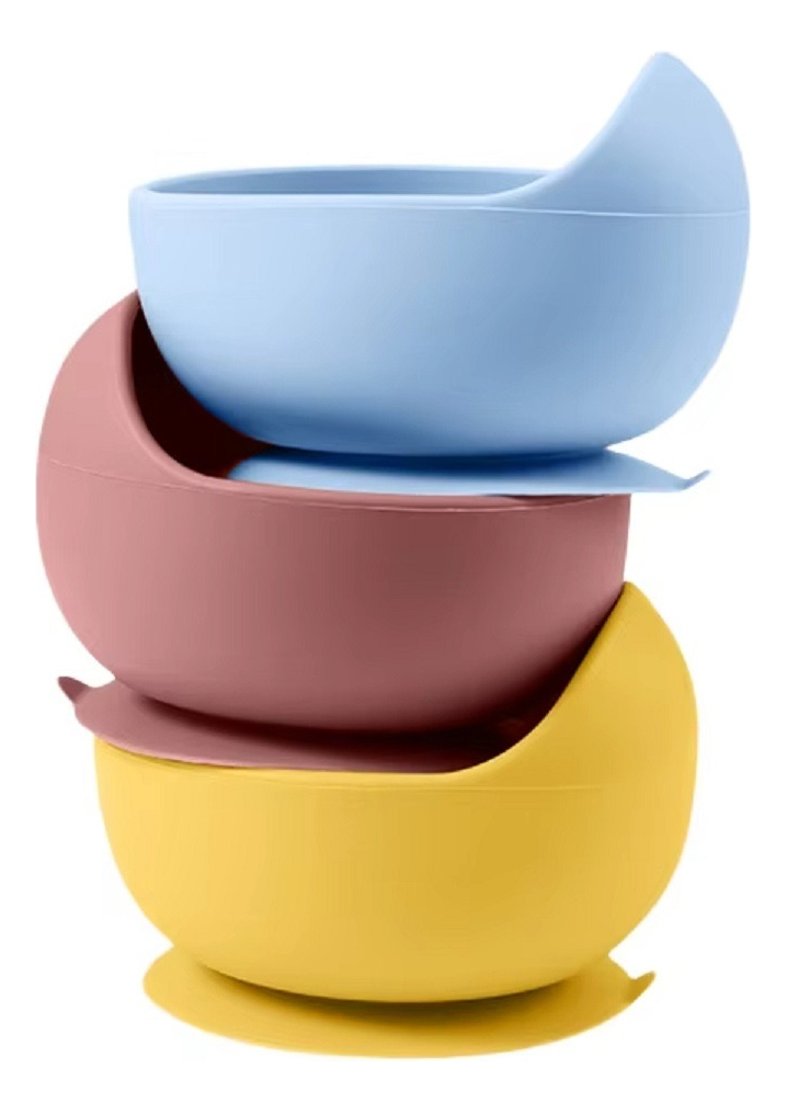 SET 2 PLATOS TAZON SILICONA ANTIDESLIZANTE COMIDA BEBES LAU - 1