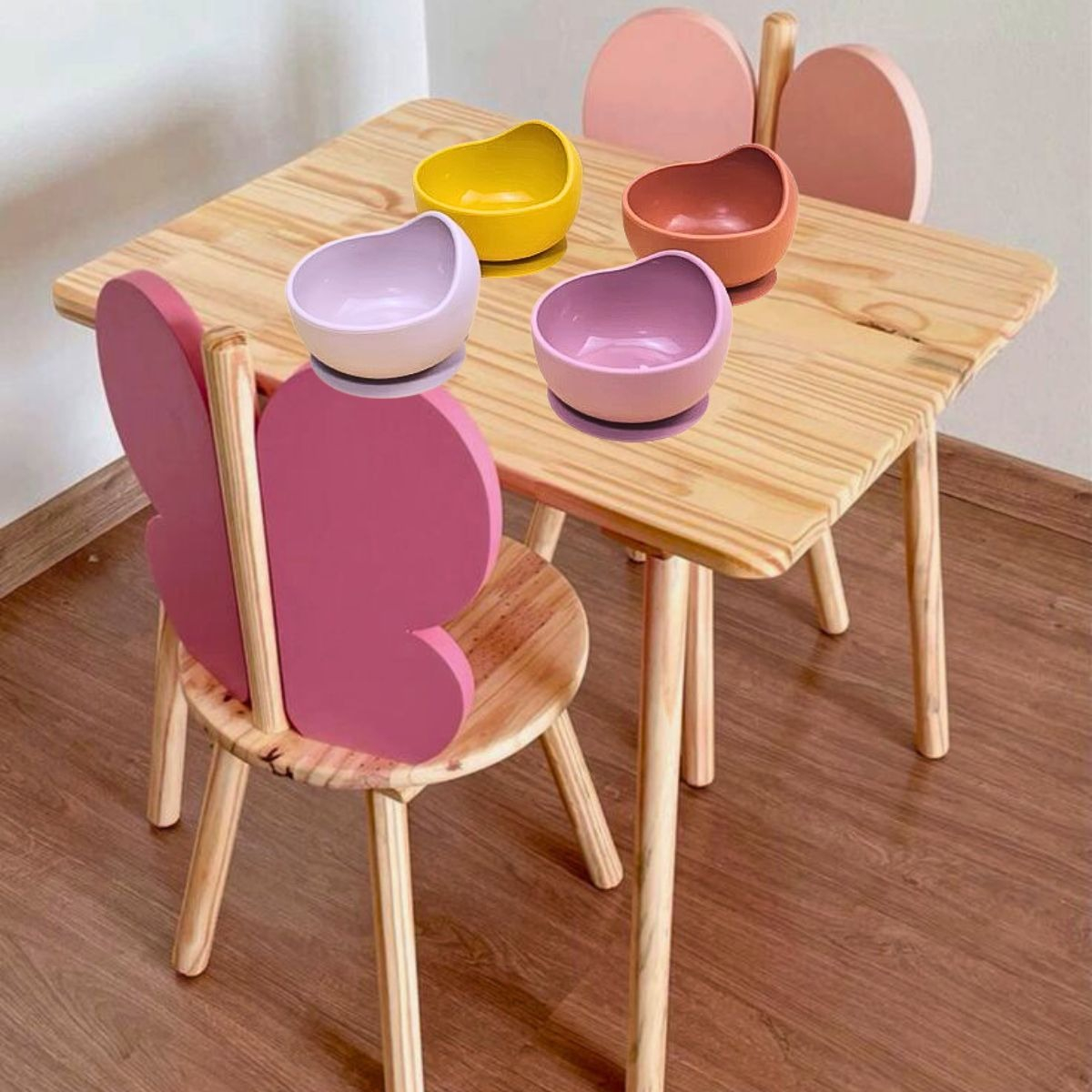 SET 2 PLATOS TAZON SILICONA ANTIDESLIZANTE COMIDA BEBES LAU - 6