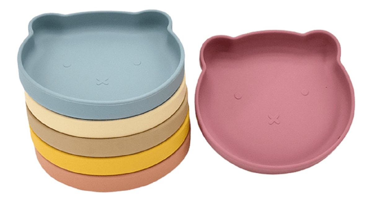 SET 2 PLATOS DISEÑO OSO SILICONA ANTIDESLIZANTE NIÑOS LAU - 4