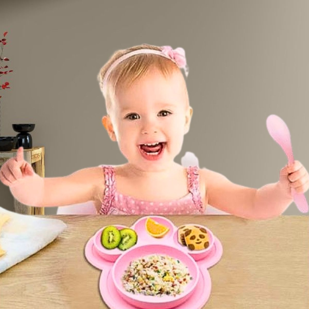 SET 2 PLATOS SILICONA FORMA OSO ALIMENTACION BEBES LAU - 6