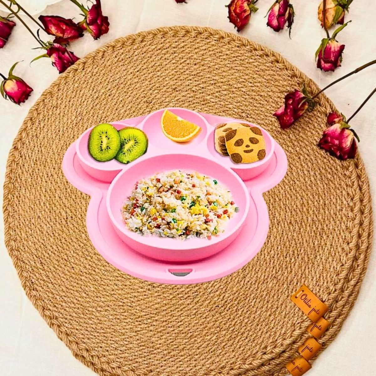 SET 2 PLATOS SILICONA FORMA OSO ALIMENTACION BEBES LAU - 7