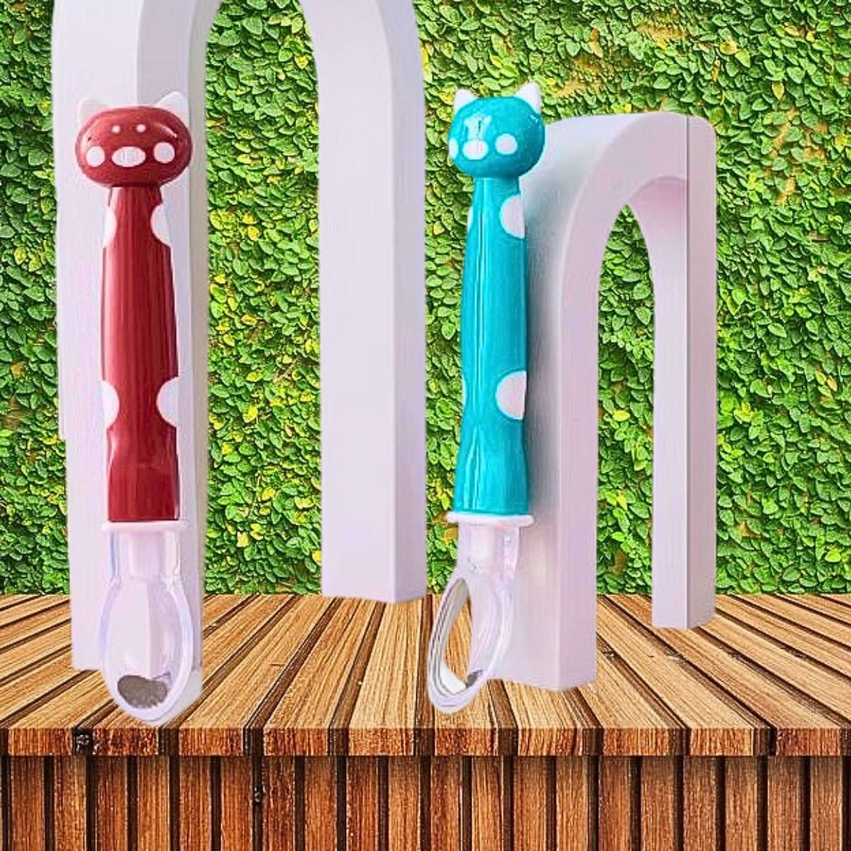 SET 9 CUCHARAS SILICONA DISEÑO OSITO ENTRENA BEBES LAU - 2