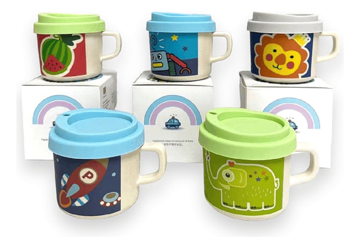 SET 5 VASOS BOMBILLA TAPA SILICONA COLORIDO BEBE LAU - 1