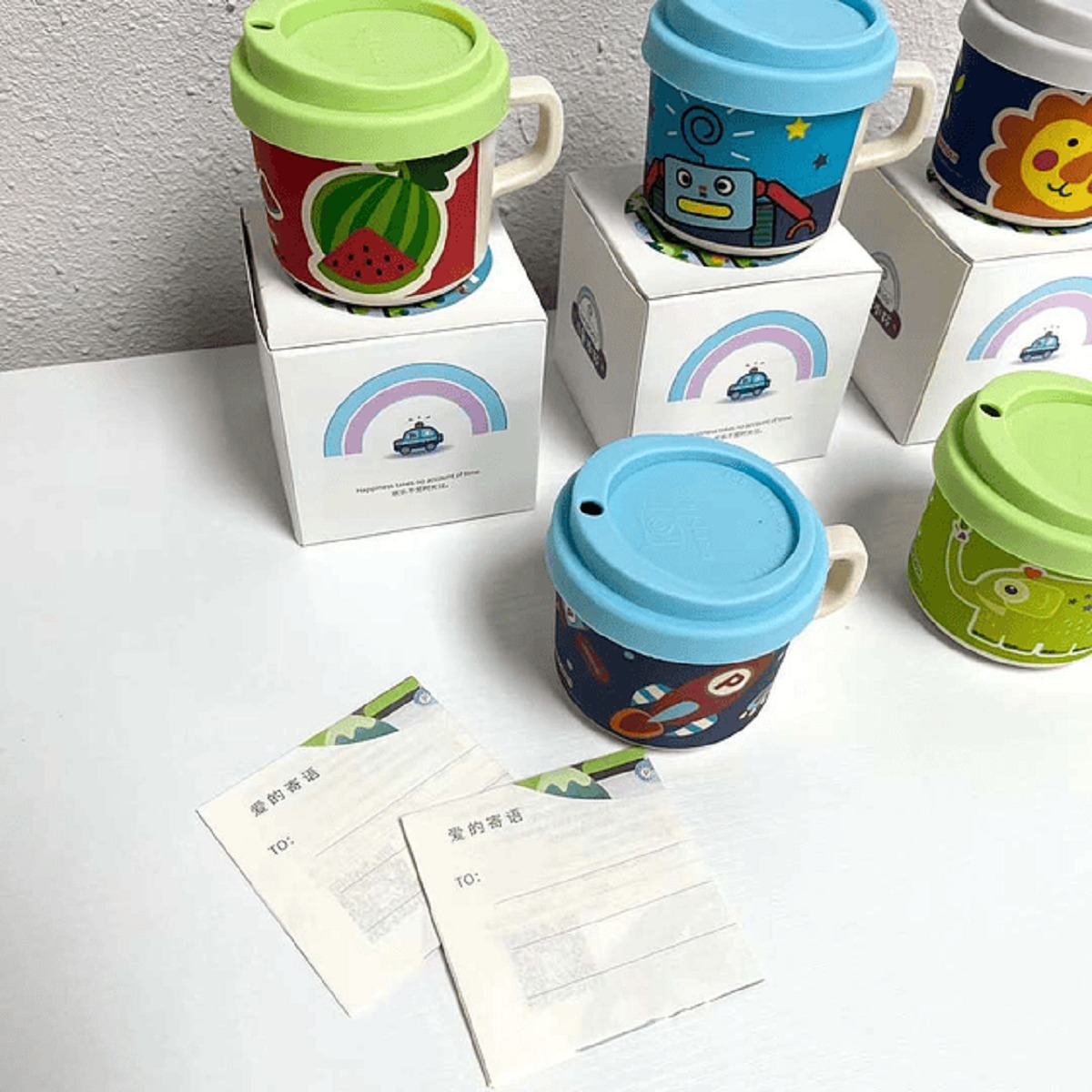 SET 5 VASOS BOMBILLA TAPA SILICONA COLORIDO BEBE LAU - 2