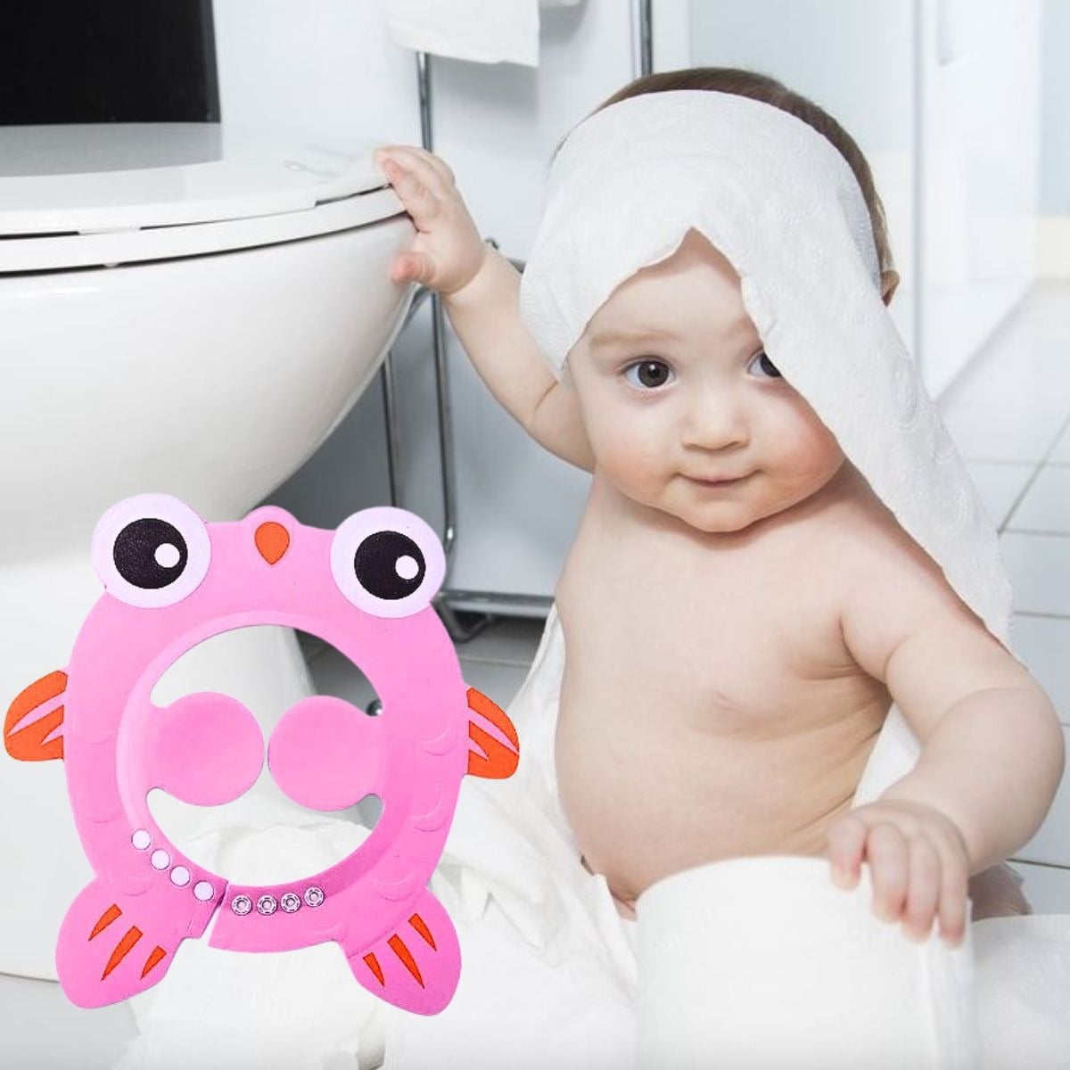 SET 7 VISERO GORRO DUCHA BAÑO LAVADO DIBUJO ANIMADO BEBE LAU - 9