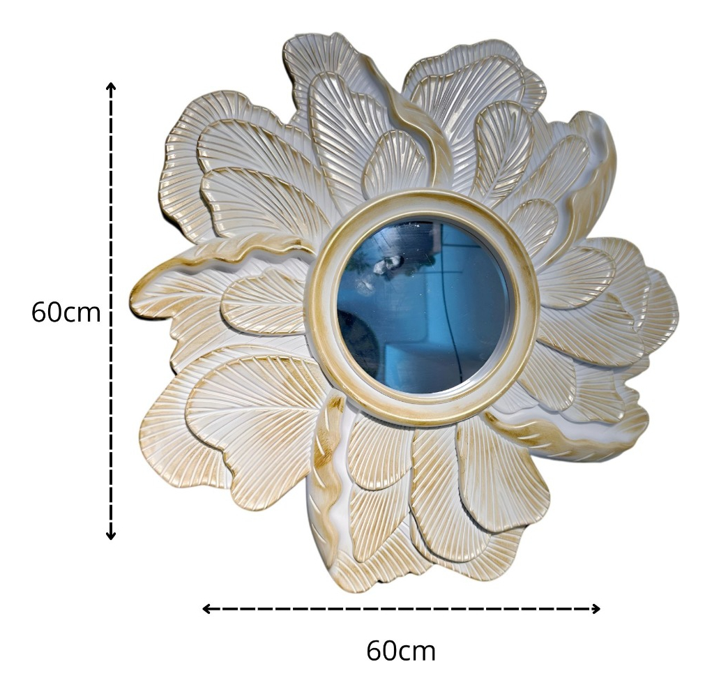 ESPEJO DECORATIVO PARED RESINA PÉTALOS ROSA JHN - 2