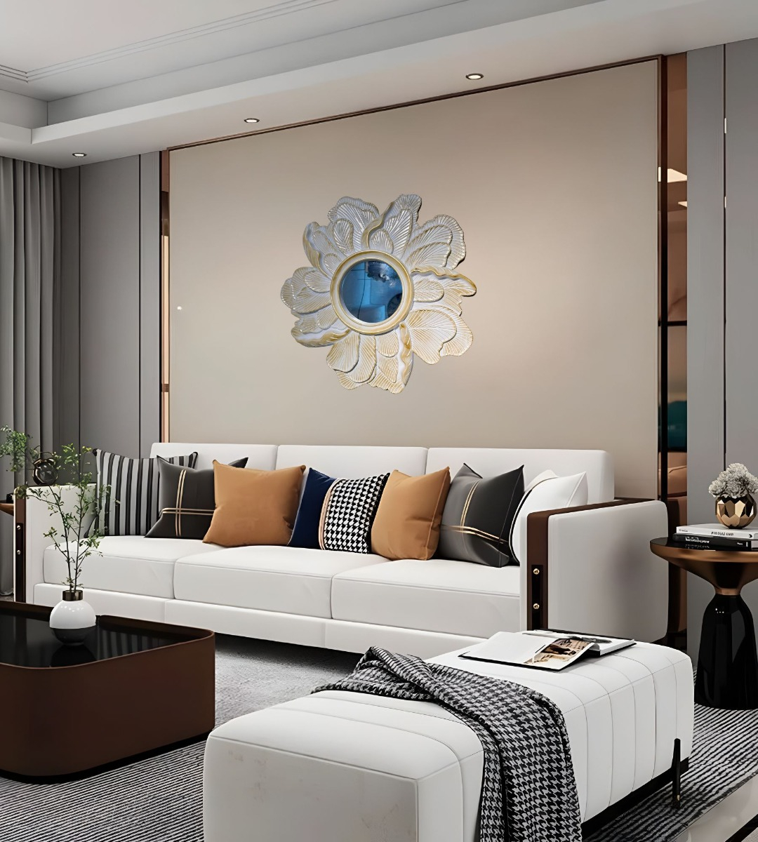 ESPEJO DECORATIVO PARED RESINA PÉTALOS ROSA JHN - 5