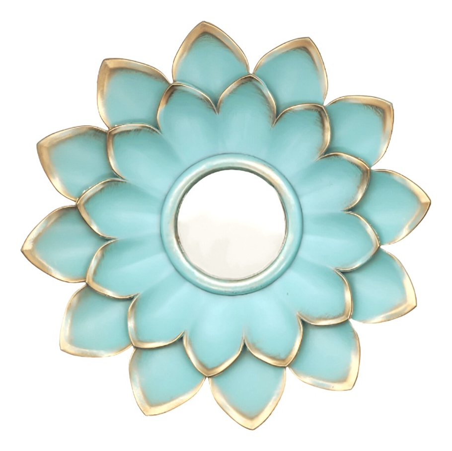 SET 4 ESPEJOS Y FLORES DE LOTO DECORATIVOS TURQUESA JHN - 2