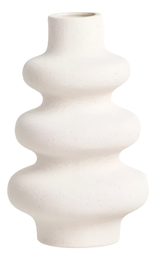 JARRÓN CERÁMICA ONDULADO MODERNO FLORES MINIMALISTA 21CM JHN - 1
