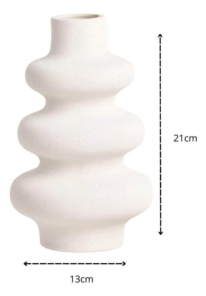 JARRÓN CERÁMICA ONDULADO MODERNO FLORES MINIMALISTA 21CM JHN - 2