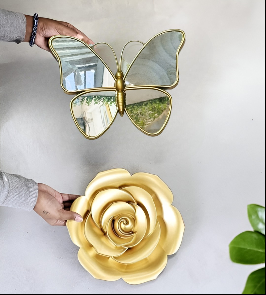 SET 3 ESPEJO MARIPOSAS DISEÑO FLORES PARED DECORATIVO JHN - 3