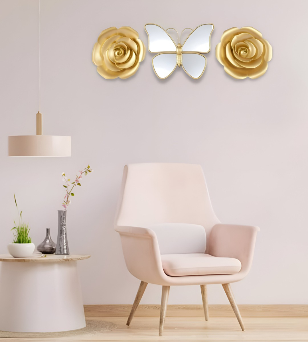 SET 3 ESPEJO MARIPOSAS DISEÑO FLORES PARED DECORATIVO JHN - 9