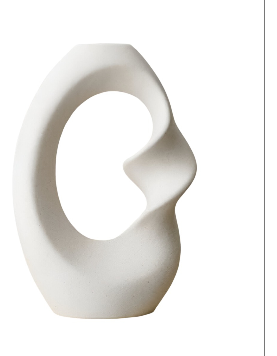 JARRÓN FLORES MODERNO CERÁMICA DECORACIÓN GRANDE BLANCO JHN - 1