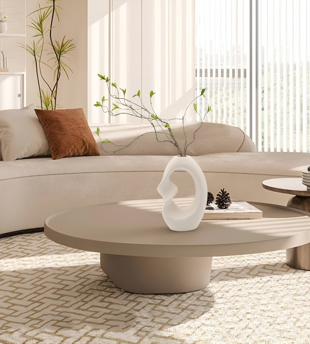 JARRÓN FLORES MODERNO CERÁMICA DECORACIÓN GRANDE BLANCO JHN - 7