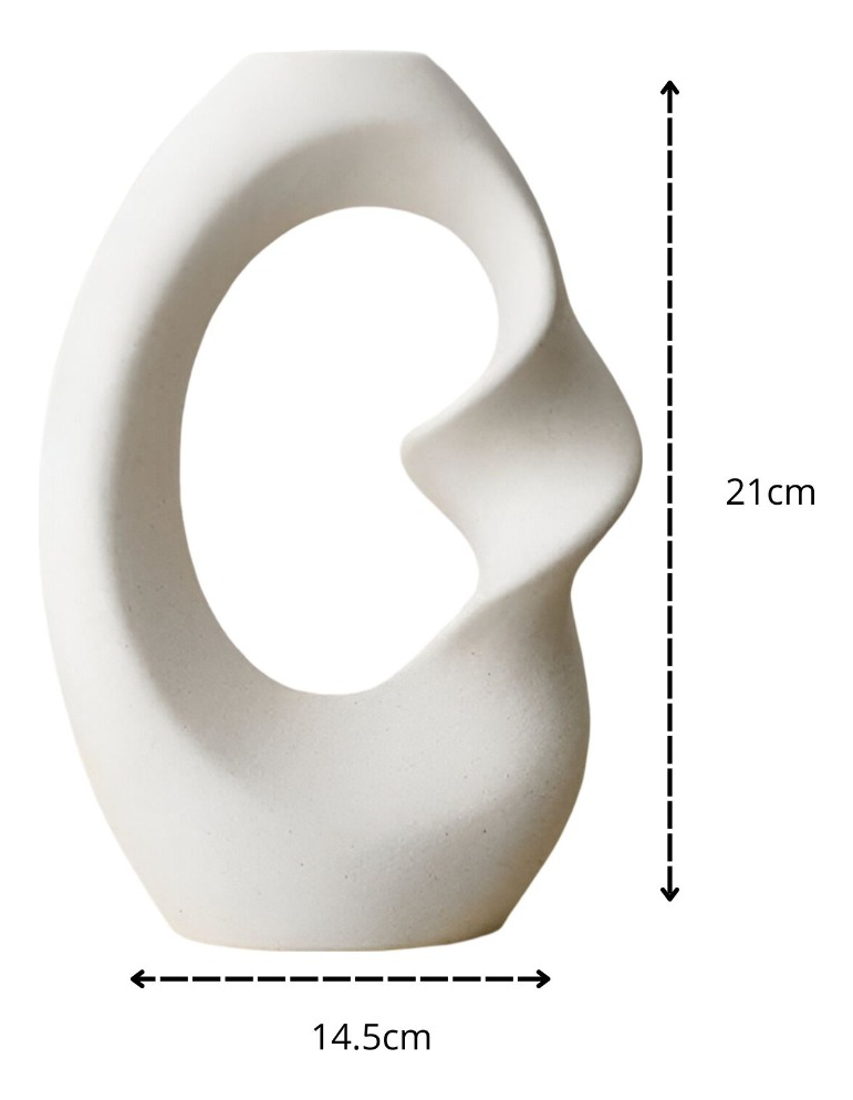 JARRÓN FLORES MODERNO CERÁMICA DECORACIÓN GRANDE BLANCO JHN - 9