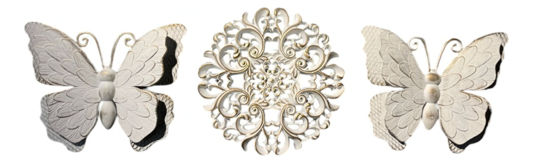 SET DECORATIVO PARED MARIPOSAS FLOR ARTE BLANCO JHN - 1
