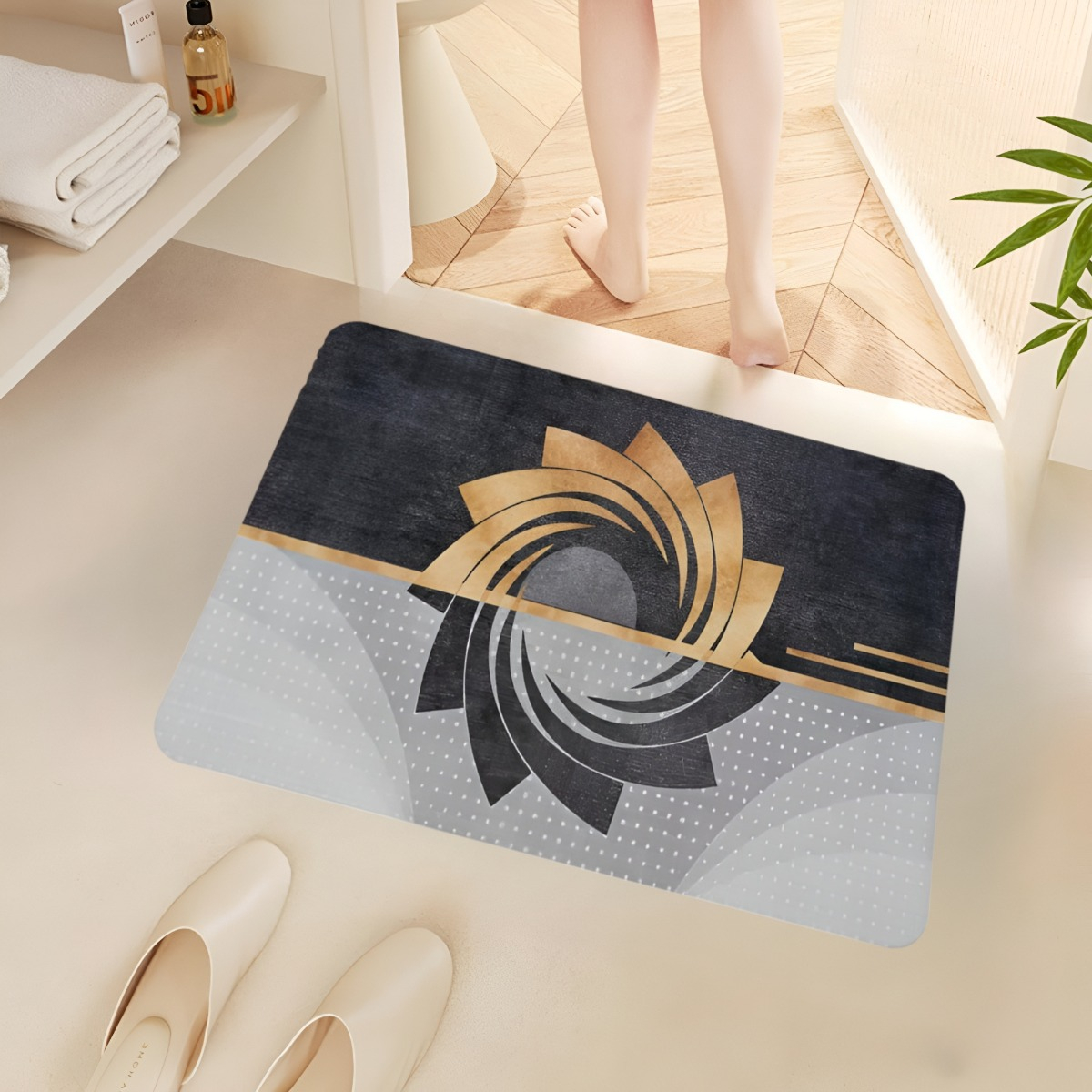 SET 2 ALFOMBRA BAÑO ANTIDESLIZANTE SUAVE ABSORBENTE JHN - 6