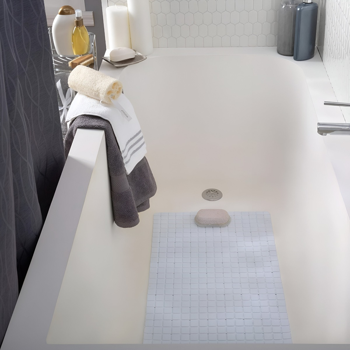 SET 2 ALFOMBRA ANTIDESLIZANTE BAÑO DUCHA DRENAJE SUAVE JHN - 5