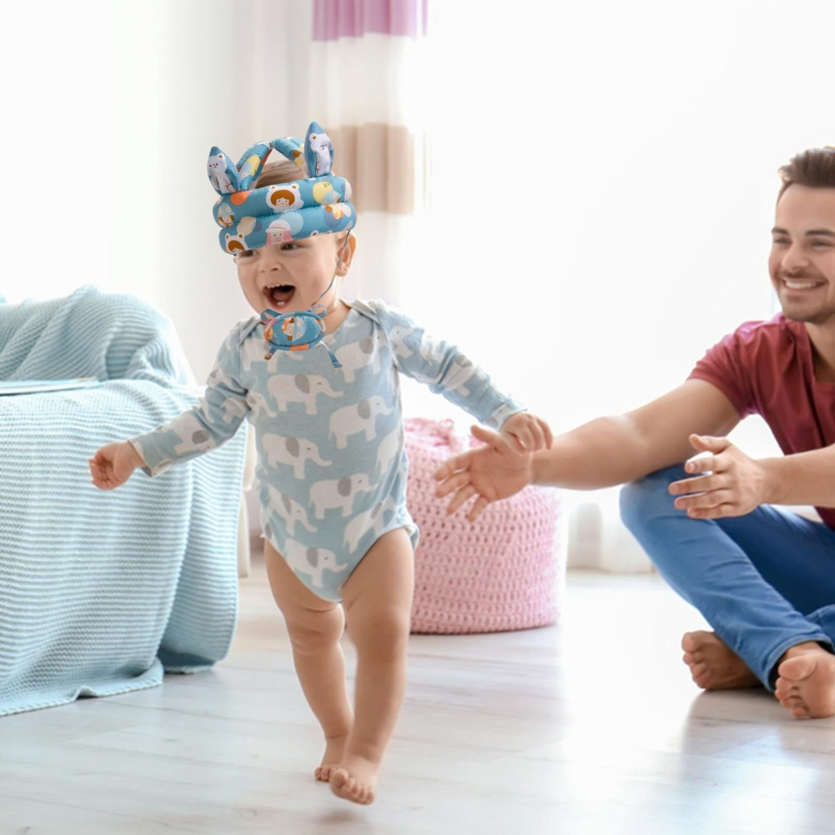 SET 2 CASCOS ESPONJAS ANTIGOLPES PROTECTOR SUAVE BEBE LAU - 7