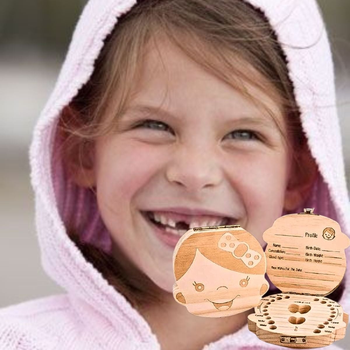 SET 3 CAJA MADERA GUARDAR DIENTE LECHE RECUERDO NIÑOS LAU - 5