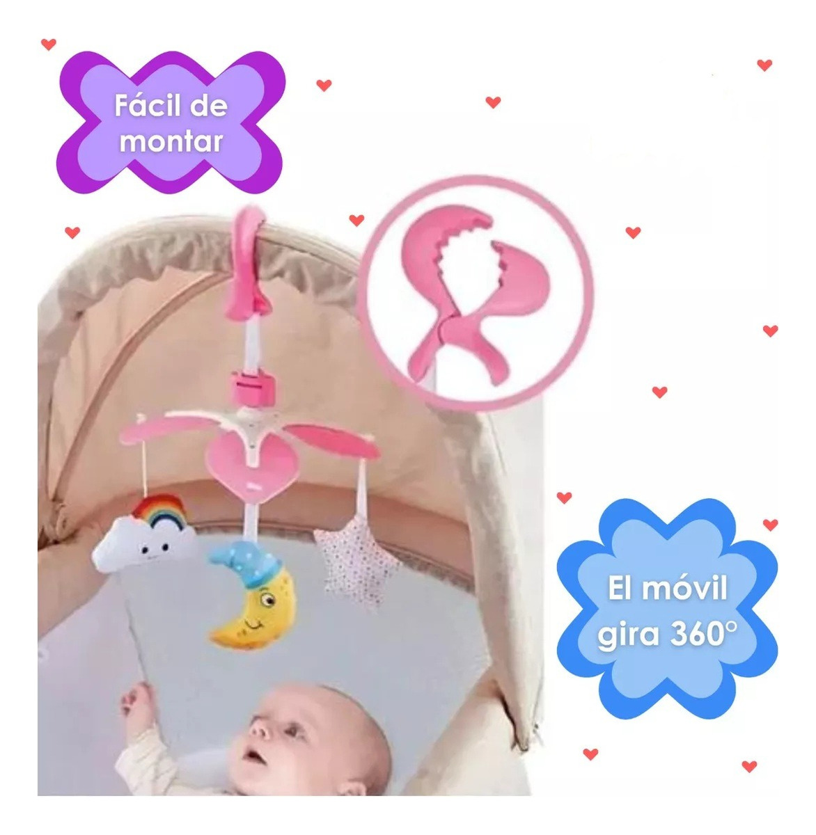SONAJERO COLGANTE MUSICAL CUNA GIRATORIO DIVERTIDO BEBES LAU - 5