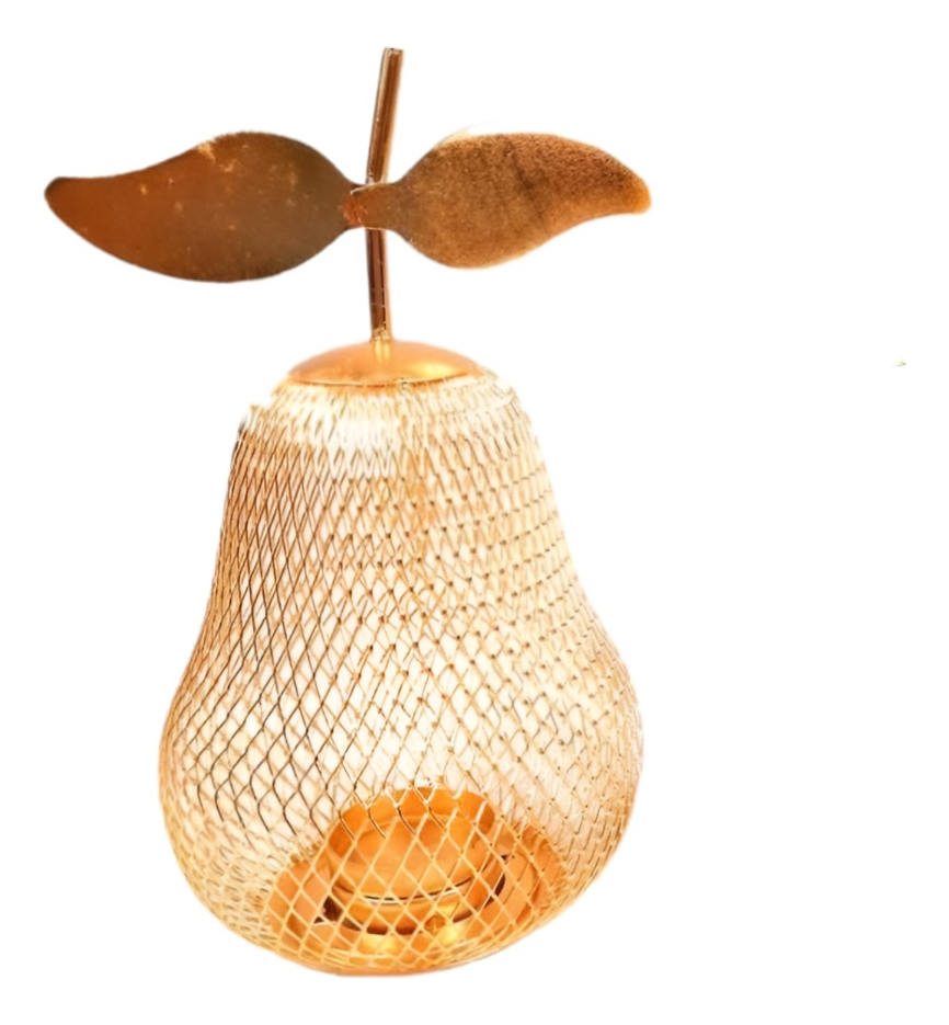 SET 2 CANDELABRO DECORATIVO PORTAVELAS PERA DORADA 21CM JHN - 1