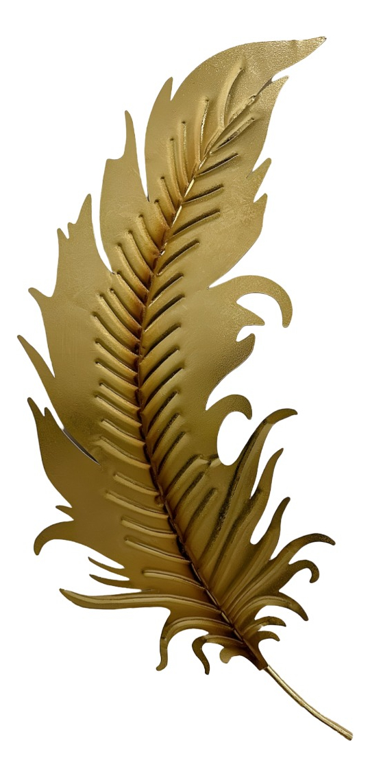 DECORACIÓN CREATIVA PARED PLUMA DORADA ESCULTURA HOGAR JHN - 1