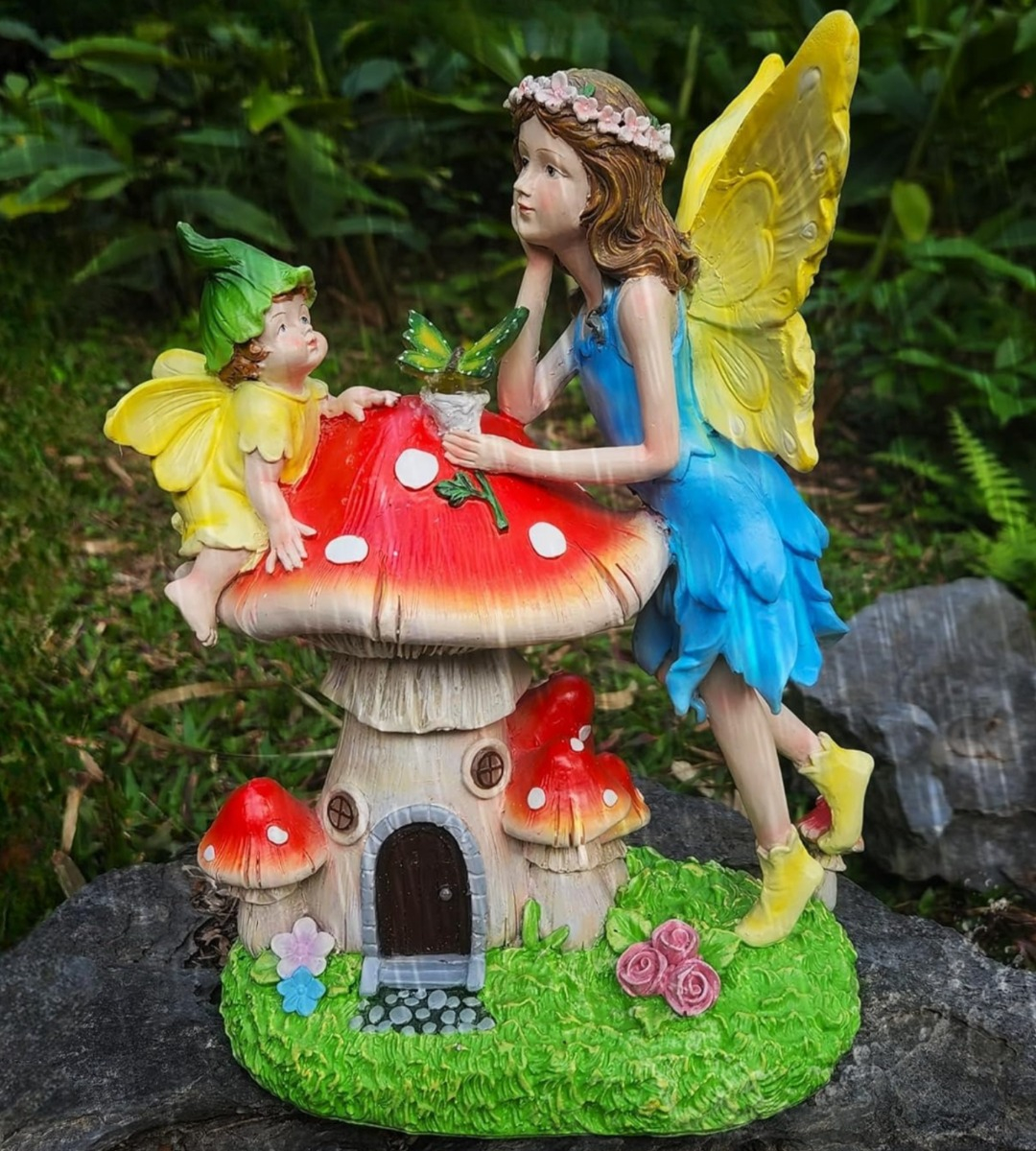 FIGURA JARDÍN ESTATUA ÁNGEL ESCULTURA HADA DECORACIÓN JHN - 7