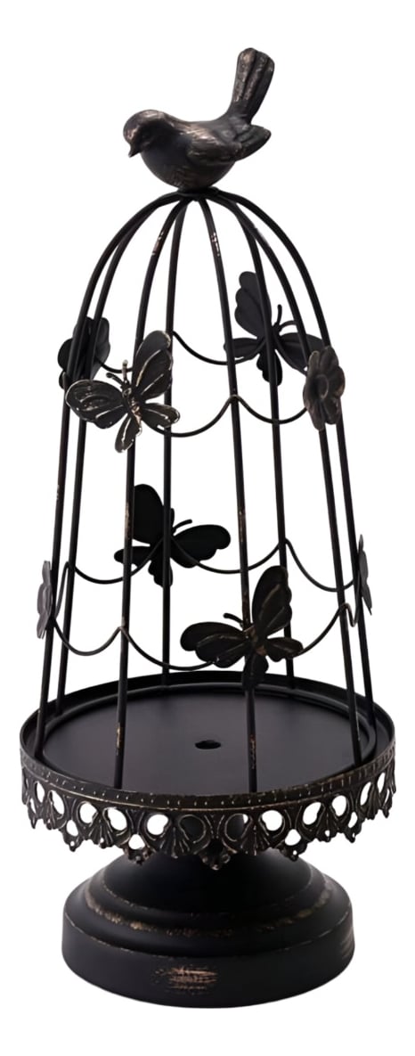PORTAVELAS DECORATIVO JAULA PÁJAROS MULTIFUNCIÓN 38CM JHN - 1