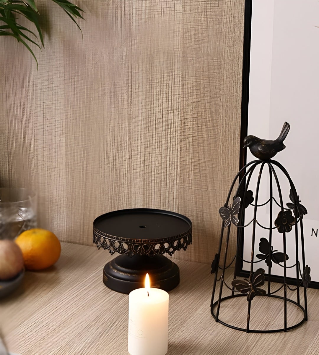 PORTAVELAS DECORATIVO JAULA PÁJAROS MULTIFUNCIÓN 38CM JHN - 3