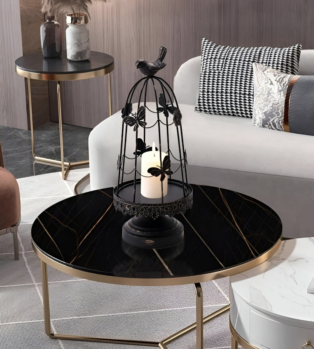 PORTAVELAS DECORATIVO JAULA PÁJAROS MULTIFUNCIÓN 38CM JHN - 9