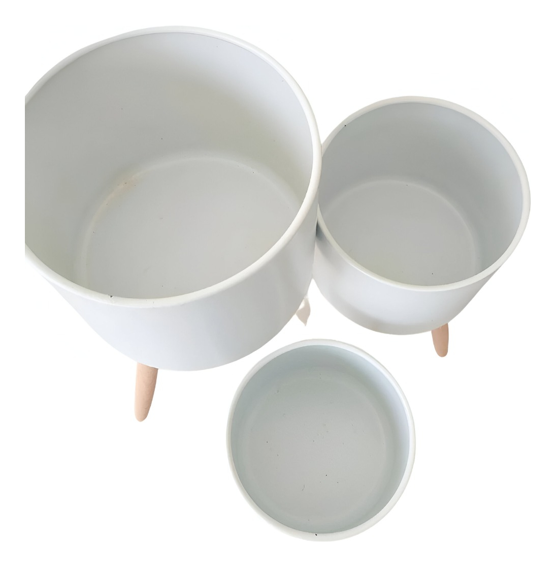 SET MACETAS PLANTA PATAS INTERIOR EXTERIOR FLORES BLANCA JHN - 3