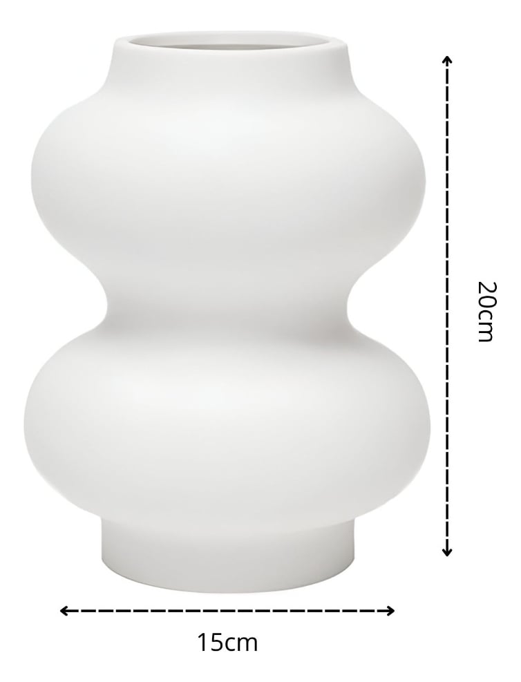 JARRÓN FLORERO CERÁMICA DECORACIÓN MODERNO BLANCO HOGAR JHN - 2