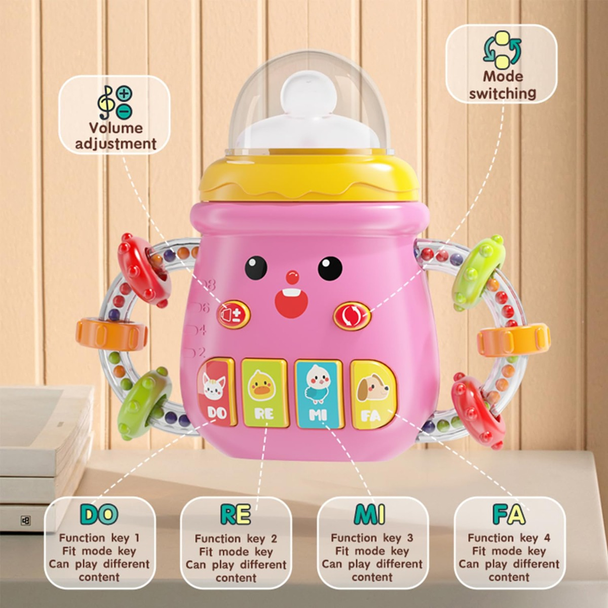 MAMADERA BIBERON SILICONA SONAJERO MUSICAL BEBES LAU - 3
