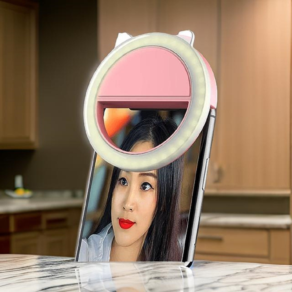 SET 4 ANILLO LUZ LED SELFIE DISEÑO OREJAS PORTÁTIL USB LAU - 2