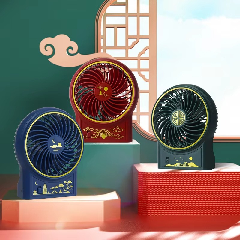 VENTILADOR MINI PORTATIL MESA RECARGABLE RETRO CHINO LAU - 3