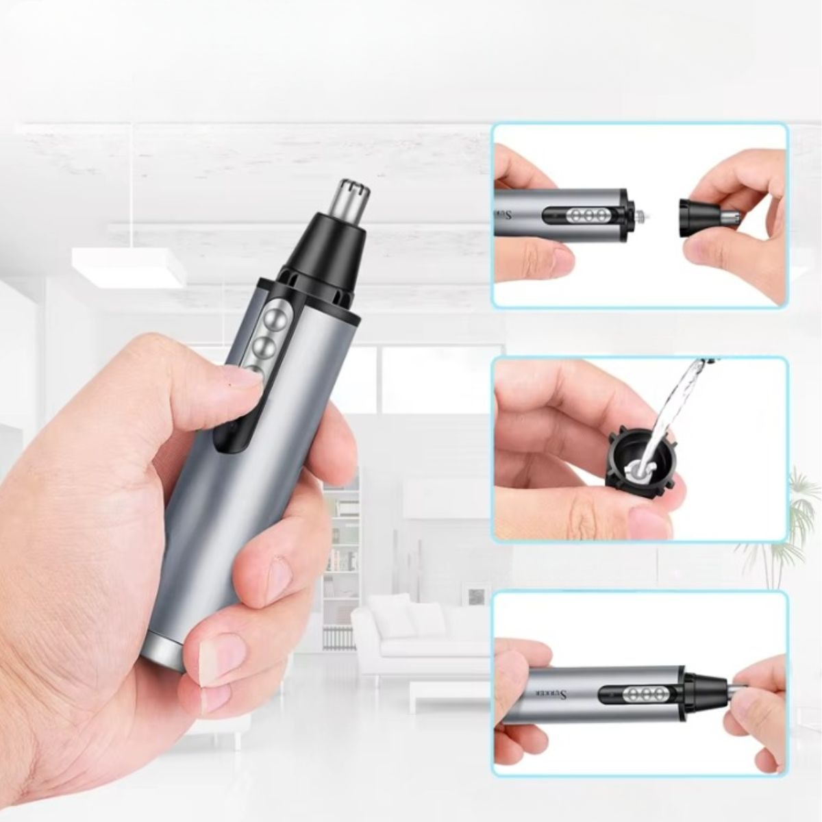 AFEITADORA 3EN1 NARIZ OREJAS BARBA RECARGABLE RESISTENTE LAU - 7